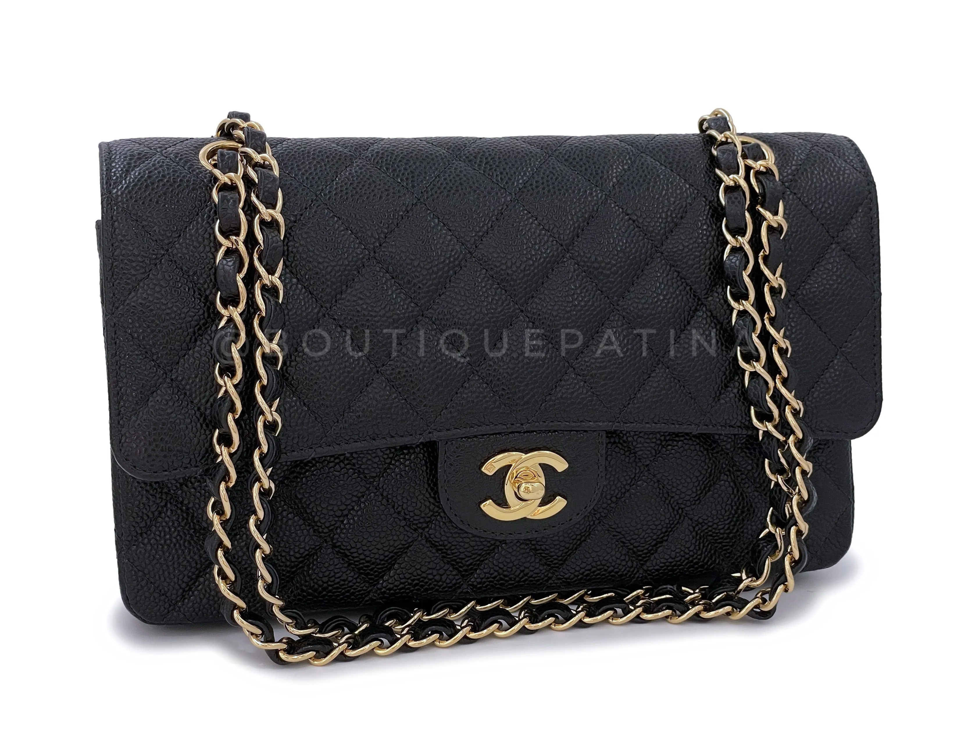 Chanel 2003 Vintage Black Caviar Medium Classic Double Flap Bag 24k GHW