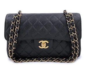 Chanel 2003 Vintage Black Caviar Small Classic Double Flap Bag 24k GHW
