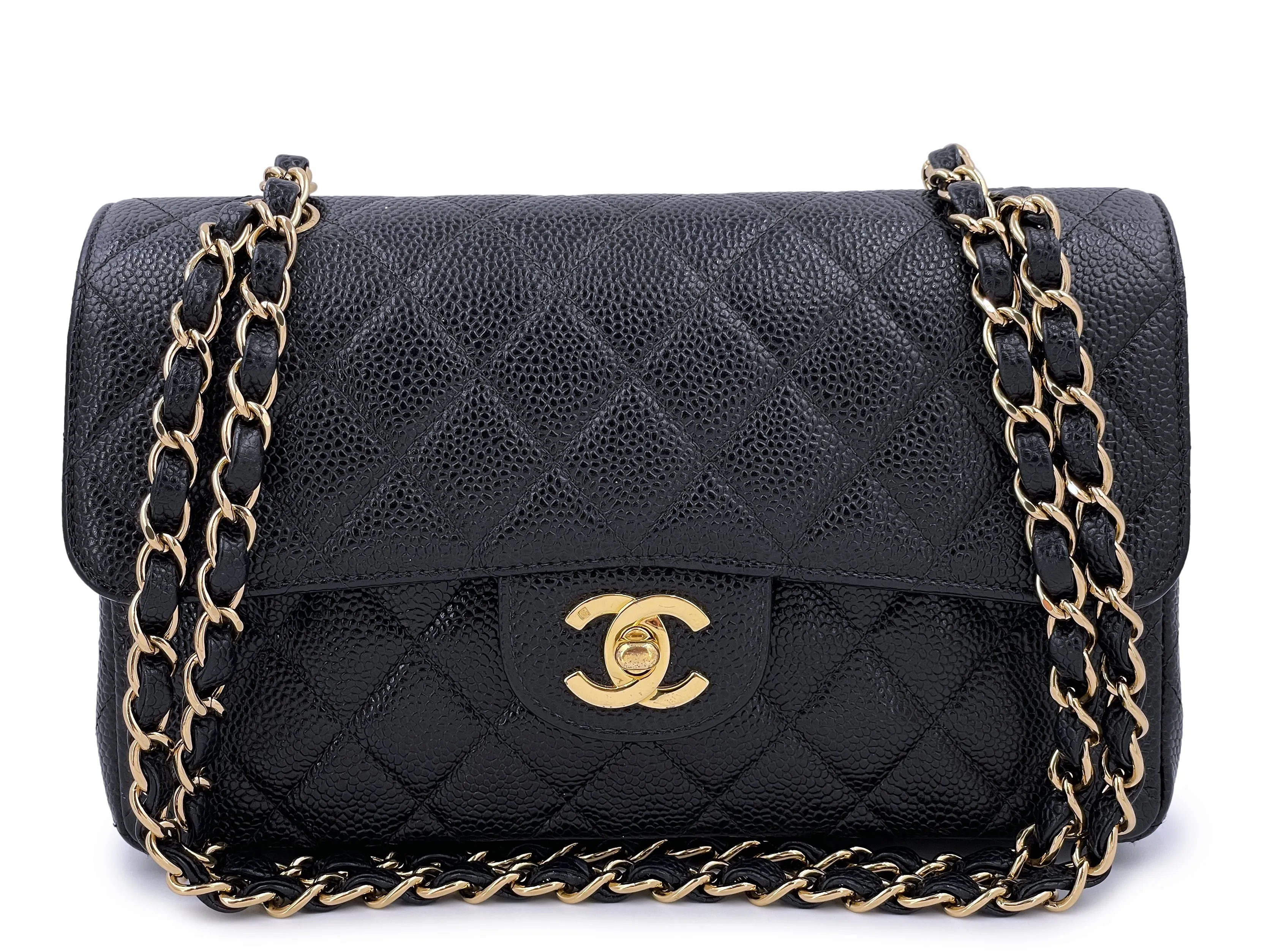 Chanel 2003 Vintage Black Caviar Small Classic Double Flap Bag 24k GHW