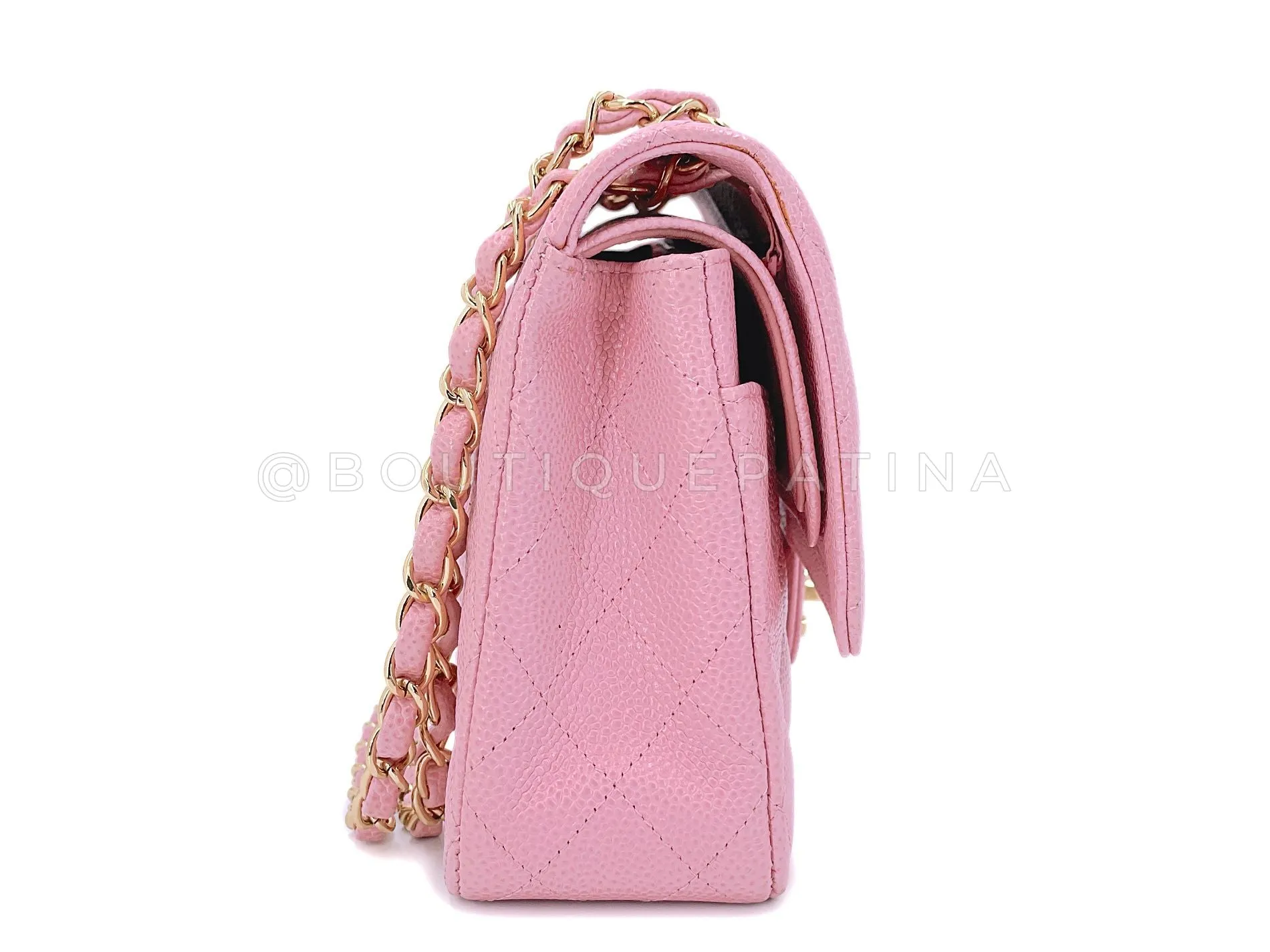 Chanel 2005 Vintage Pink Sakura Caviar Medium Classic Double Flap Bag 24k GHW BPI