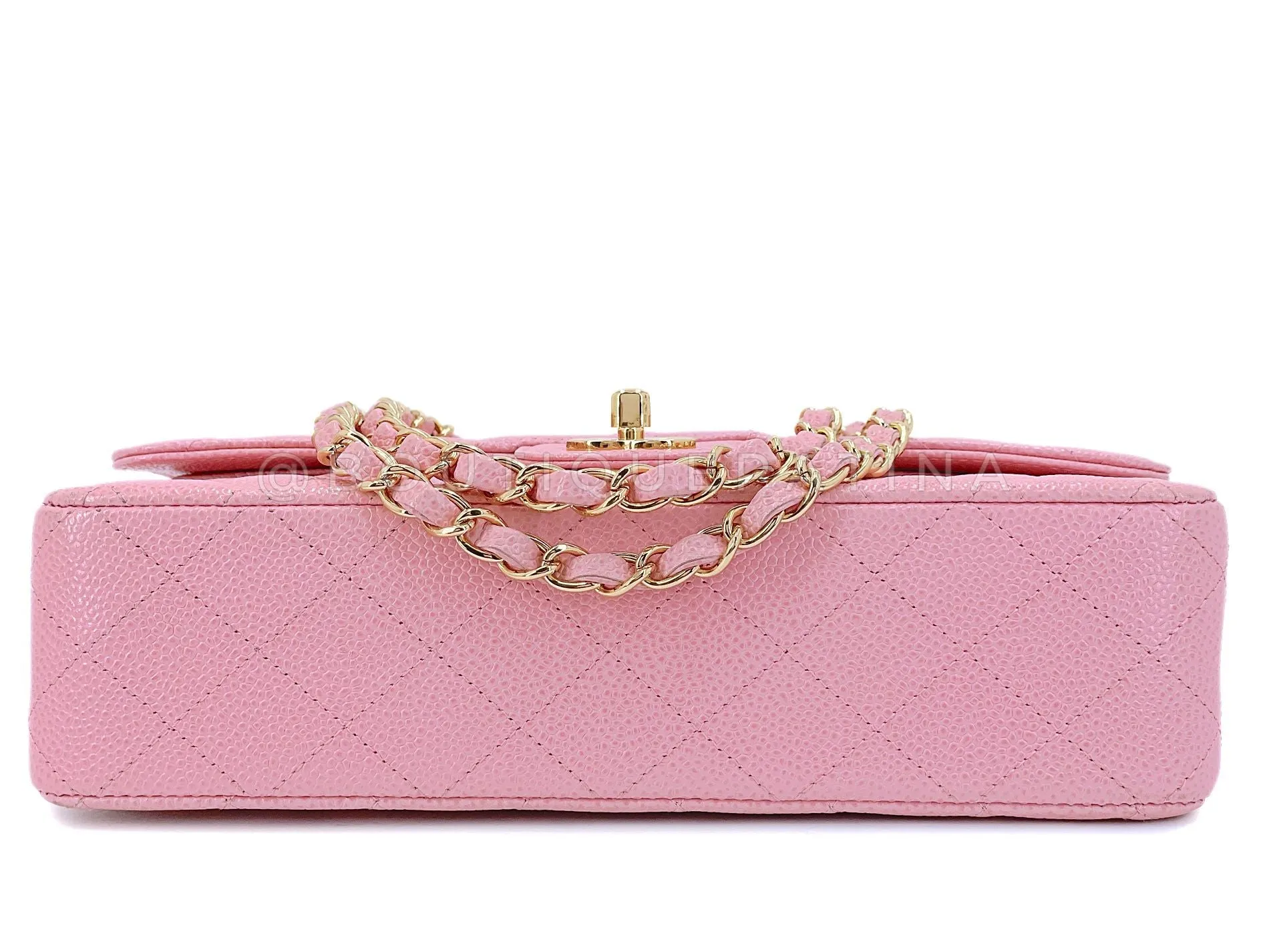 Chanel 2005 Vintage Pink Sakura Caviar Medium Classic Double Flap Bag 24k GHW BPI