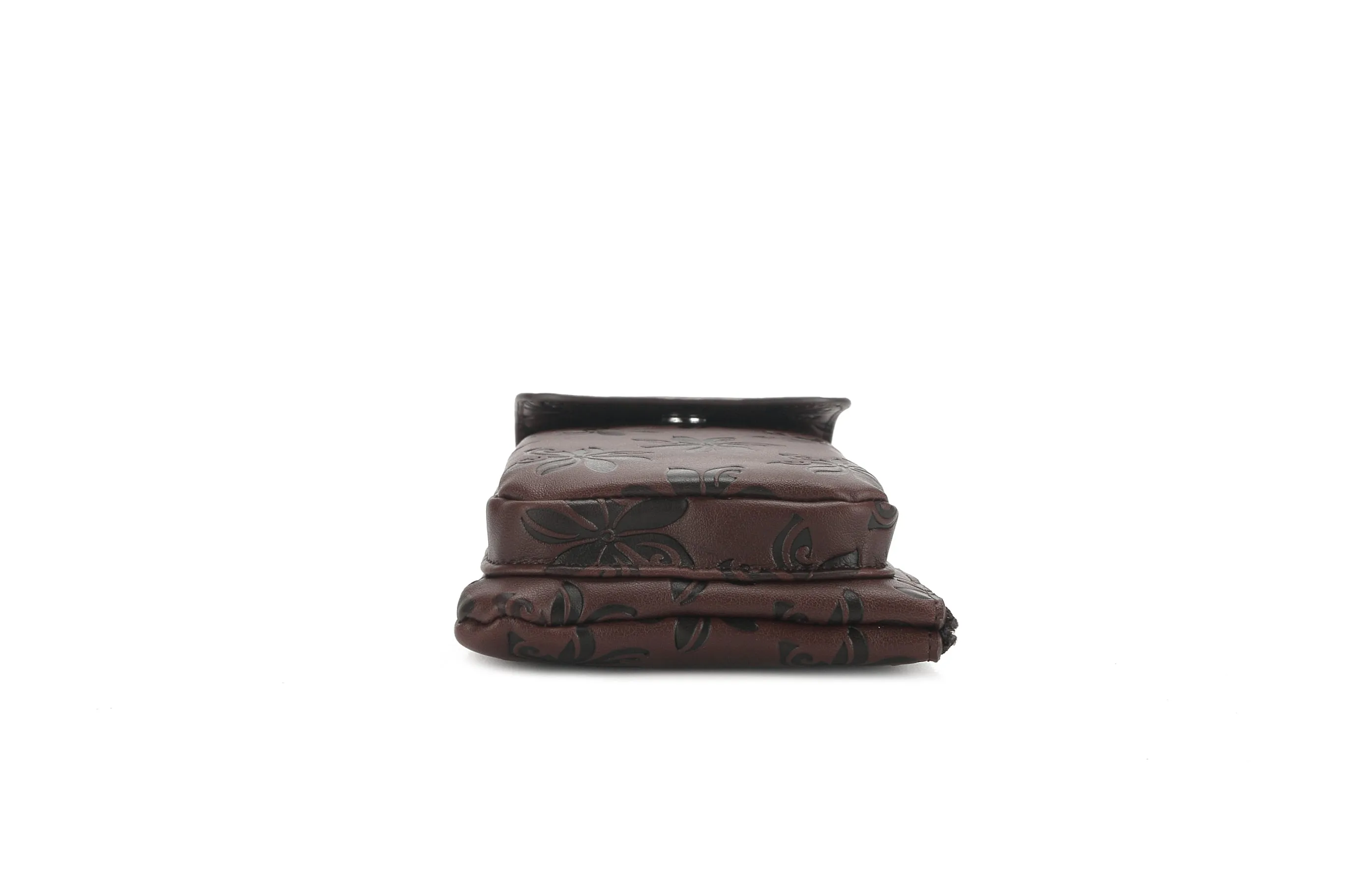 Crossbody Phone Anna Tiare Embossed Brown-Black