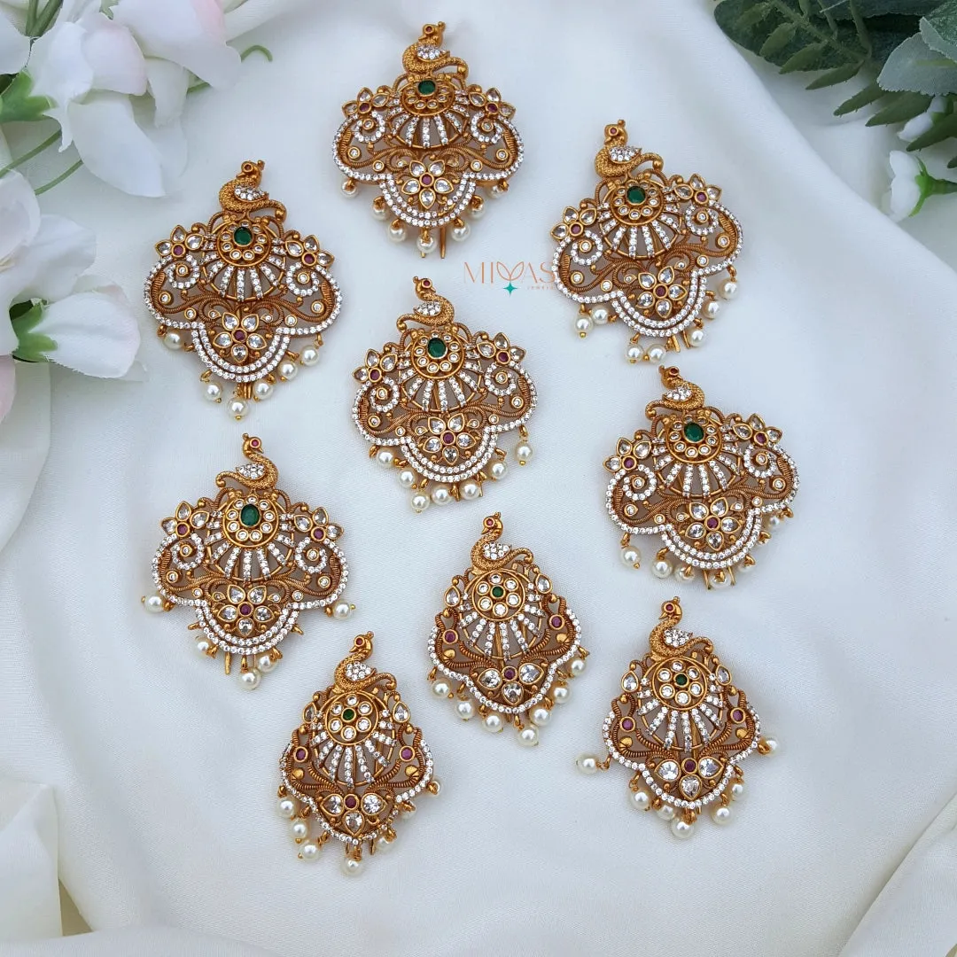 Graceful Peacock Design 9 Pieces Jadai Billai Set