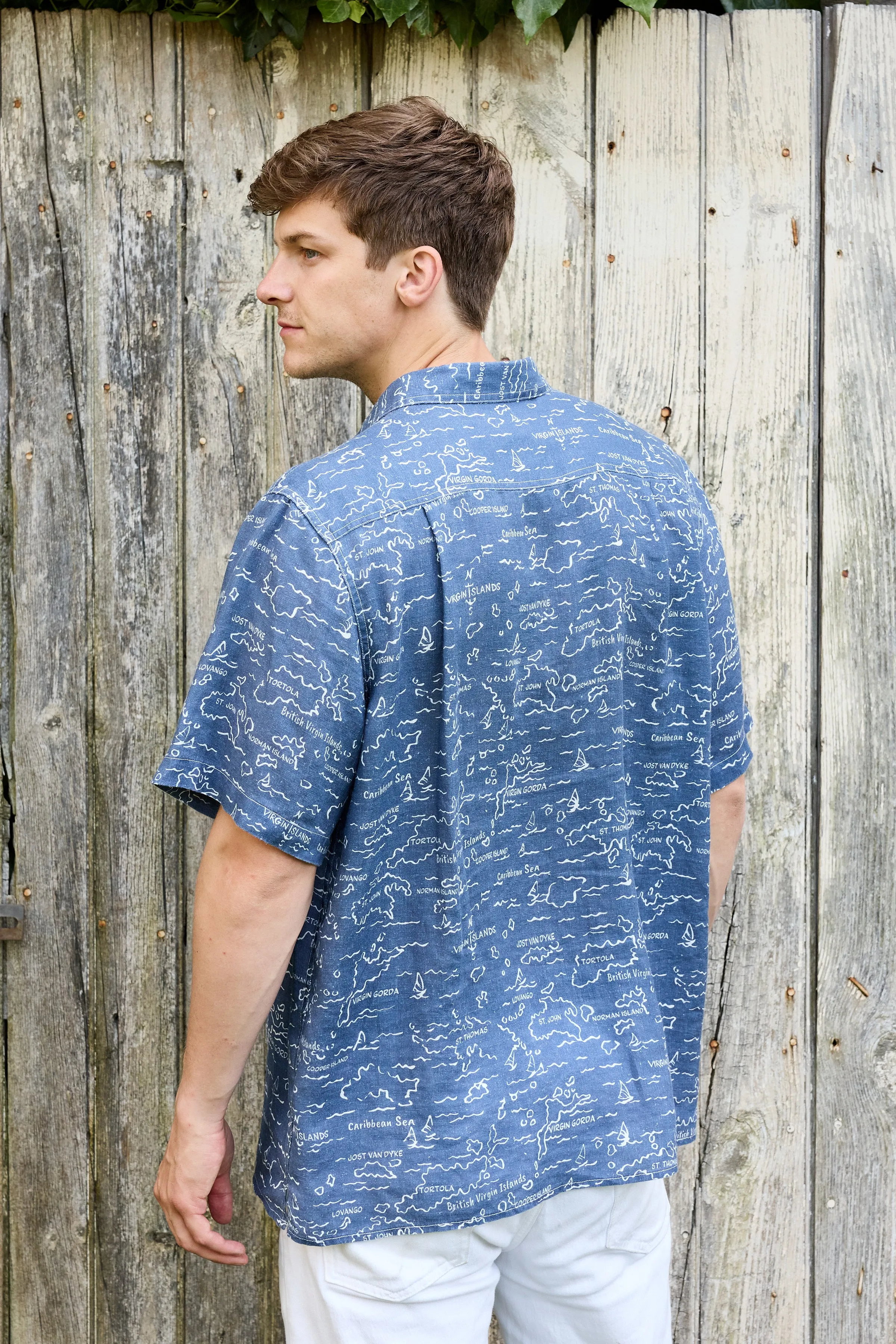Irie Linen Shirt - VI Map Skipper Blue