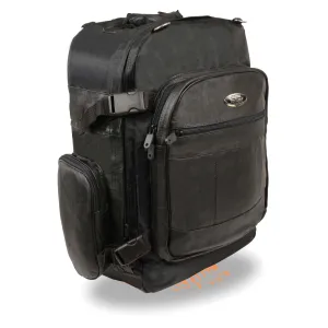 Large Leather & Textile Cruiser Sissy Bar Back Pack (15X22X7)
