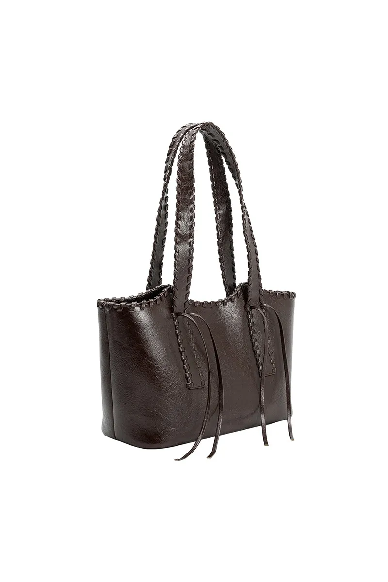 Phoebe Espresso Recycled Vegan Shoulder Bag - FINAL SALE